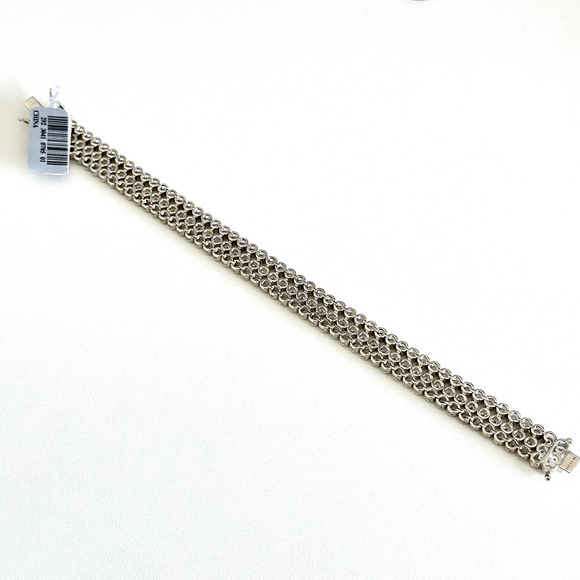 NWT 925 Sterling Silver 10.95 TCW Clear Simulated Diamond Bracelet 7.25" $829 - Picture 7 of 10